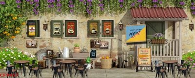 File in trần File tranh dán tường cà phê nhà hàng CF9457 (bản gốc) hoa văn