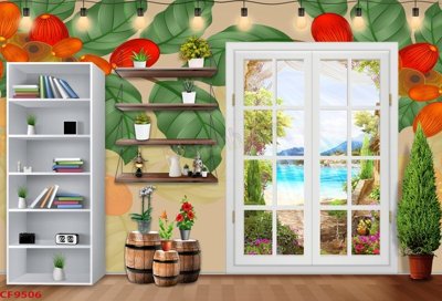 File tranh quảng cáo File tranh dán tường cà phê nhà hàng CF9506 (download file gốc)