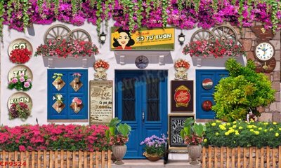 File ảnh File tranh dán tường cà phê nhà hàng CF9524 (gốc) in quảng cáo ngoài trời