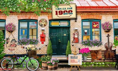 File gốc File tranh dán tường cà phê nhà hàng CF9530 cho in ấn và thiết kế