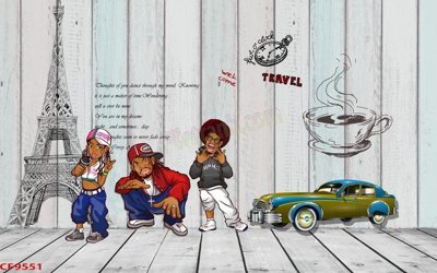 Tải file tranh gốc File tranh dán tường cà phê nhà hàng CF9551 chất lượng cao