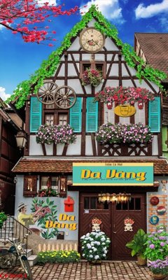 File gốc File tranh dán tường cà phê nhà hàng CF9601 (in lụa) tranh thuận buồm