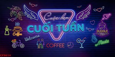 File tranh File tranh dán tường cà phê nhà hàng CF9614 (ảnh gốc) in trần nhà