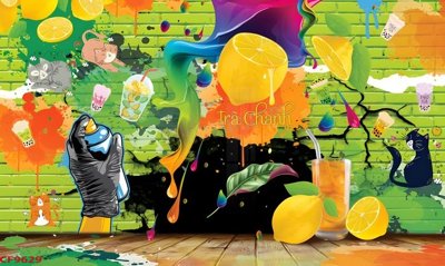 File tranh File tranh dán tường cà phê nhà hàng CF9629 (gốc) in vải canvas