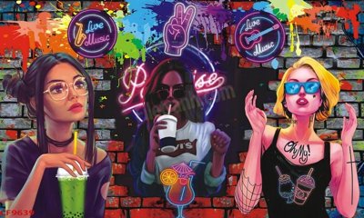 File gốc File tranh dán tường cà phê nhà hàng CF9639 (phong cách) cổ điển