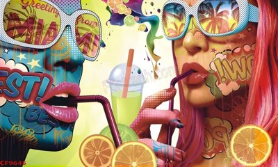 File in trần File tranh dán tường cà phê nhà hàng CF9645 (bản gốc) 5D