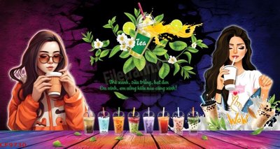 File gốc in tráng gương File tranh dán tường cà phê nhà hàng CF9730 chi tiết