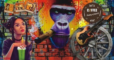 File gốc in mica File tranh dán tường cà phê nhà hàng CF9748 chất lượng