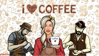 File gốc File tranh dán tường cà phê nhà hàng CF9776 (in mica) cắt laser