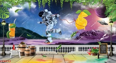 File tranh PSD File tranh dán tường cà phê nhà hàng CF9777 chất lượng cao