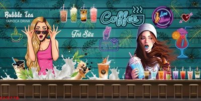 File gốc File tranh dán tường cà phê nhà hàng CF9778 (thiết kế) độc quyền