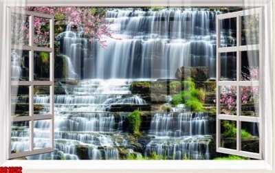 Download file gốc File tranh gốc cửa sổ 3D CS1052 (in lụa) hoa lá