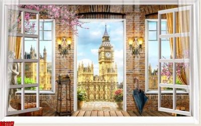 Hình ảnh file gốc in lụa File tranh gốc cửa sổ 3D CS1117