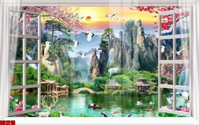 File gốc File tranh gốc cửa sổ 3D CS1215 (in lụa) tranh thuận buồm