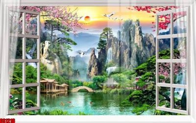 Tải file gốc in lụa File tranh gốc cửa sổ 3D CS1216 siêu nét
