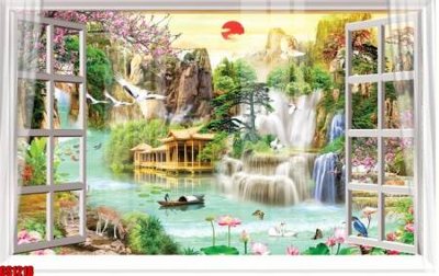 File PSD File tranh gốc cửa sổ 3D CS1218 (bản gốc) dễ dàng edit