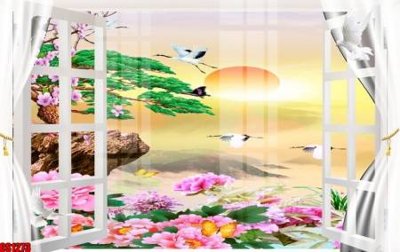 File in trần File tranh gốc cửa sổ 3D CS1273 (file gốc) chủ đề vũ trụ