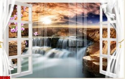 File tranh File tranh gốc cửa sổ 3D CS1494 (bản gốc) in lụa dán tường