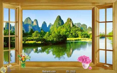 File gốc File gốc cửa sổ 3D CS15 (in lụa) tranh thuận buồm