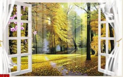 File tranh gốc in trần nhà File tranh gốc cửa sổ 3D CS1518 3D