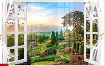 Hình ảnh file gốc in lụa File tranh gốc cửa sổ 3D CS1546