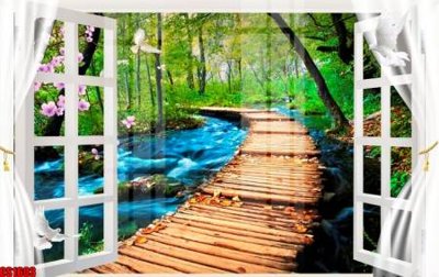 File gốc File tranh gốc cửa sổ 3D CS1603 (in lụa) tranh phong thủy