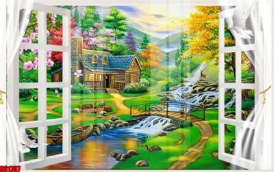 Download file gốc File tranh gốc cửa sổ 3D CS1707 (in lụa) hoa lá