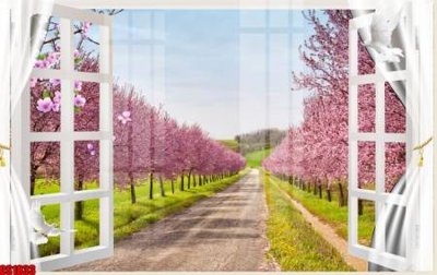 Hình ảnh file gốc in lụa File tranh gốc cửa sổ 3D CS1833