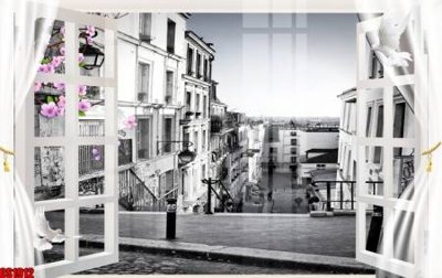 File in trần File tranh gốc cửa sổ 3D CS1912 (bản gốc) phong cảnh