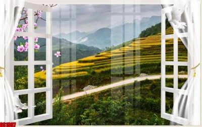 File in trần File tranh gốc cửa sổ 3D CS1997 (bản gốc) hoa văn