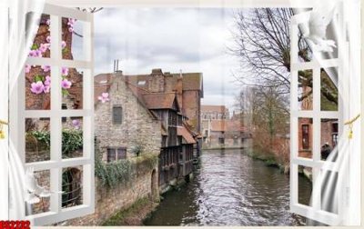 File tranh gốc in trần nhà File tranh gốc cửa sổ 3D CS2232 3D