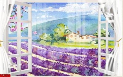 File tranh in trần 3D File tranh gốc cửa sổ 3D CS2550 (ảnh gốc)