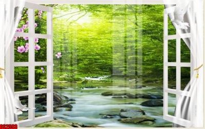 File tranh File tranh gốc cửa sổ 3D CS2593 (bản gốc) in lụa dán tường