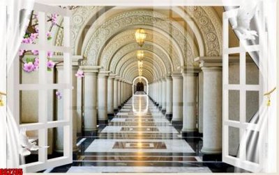 File gốc File tranh gốc cửa sổ 3D CS2735 (in lụa) tranh phong thủy