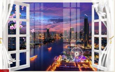 File in trần File tranh gốc cửa sổ 3D CS2773 (bản gốc) trời sao