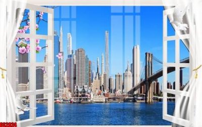 File gốc File tranh gốc cửa sổ 3D CS2824 (in lụa) cao cấp