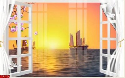 Ảnh gốc File tranh gốc cửa sổ 3D CS2917 (độ nét cao) in mica