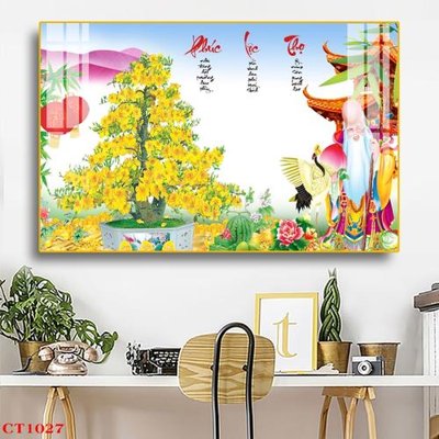 Ảnh gốc file in lụa File tranh cây tiền tài lộc CT1027 chi tiết