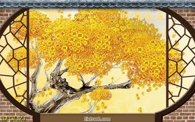 File PSD File tranh cây tiền CT123 (nguyên bản) cho thiết kế