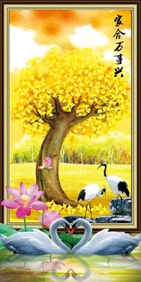 File gốc File tranh cây tiền tài lộc CT1503 (in 3D) nghệ thuật