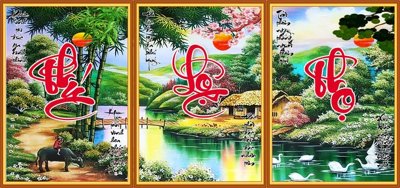 File gốc File tranh cây tiền tài lộc CT1616 (in tráng gương) hiện đại