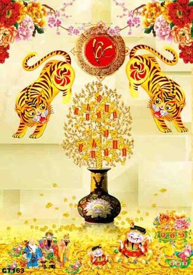 File tranh File tranh cây tiền CT163 (gốc) in trên kính