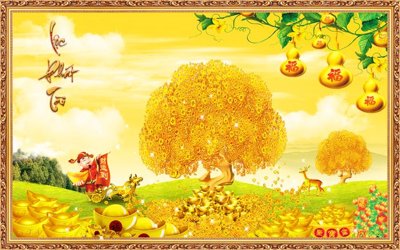 Tải file File tranh cây tiền tài lộc CT1644 (gốc) chủ đề tôn giáo