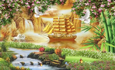 File ảnh File tranh cây tiền tài lộc CT1653 (gốc) cho trang trí nội thất