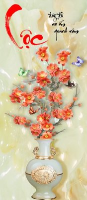 Download file gốc File tranh cây tiền tài lộc CT1662 (in lụa) hoa lá