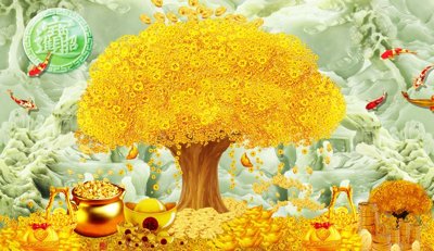 File tranh File tranh cây tiền tài lộc CT1677 (gốc) chủ đề thiên nhiên