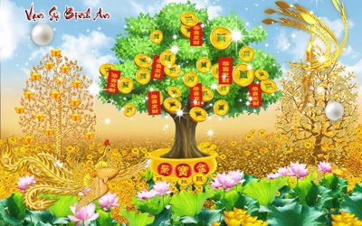 File tranh File tranh cây tiền tài lộc CT1708 (gốc) chủ đề trẻ em