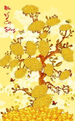File ảnh File tranh cây tiền tài lộc CT1714 (gốc) in decal dán tường