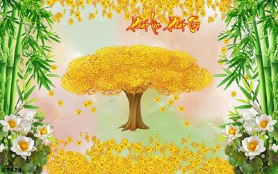 File ảnh File tranh cây tiền CT174 (gốc) in standee