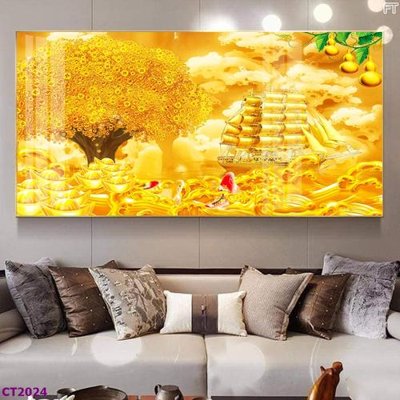 File ảnh File tranh cây tiền tài lộc hoa đào tết CT2024 (gốc) in PP, decal